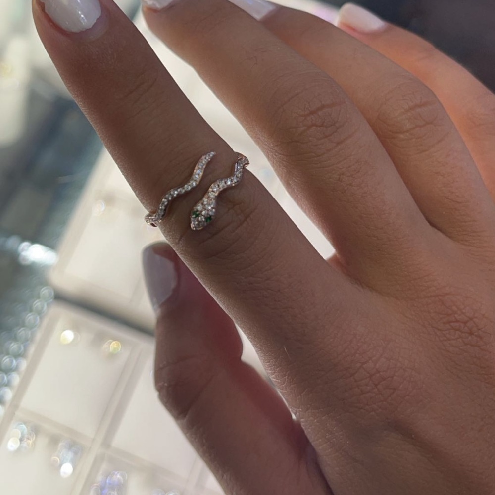 Diamond, 14k rose gold Snake ring